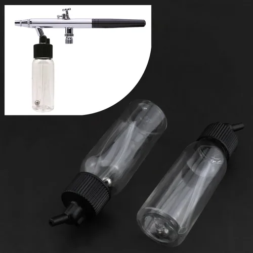 Miniatura 5 de Airbrush Siphon Feed Jar LUORNG 5pcs 1.0 fl oz 1oz plástico doble acción aerógrafo botellas con tapas