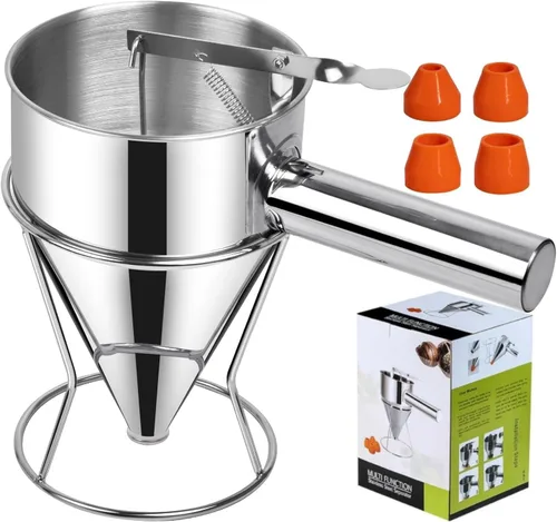 Dispensador de Masa de Panqueques de Múltiples Calibres, Dispensador de Pastel de Embudo de Acero Inoxidable, Fabricante de Pastel de Embudo de