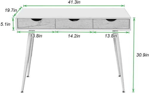 Miniatura 2 de Need Escritorio blanco con escritorio de almacenamiento, mesa de tocador, escritorio de computadora moderno con 3 cajones, mesa de tocador