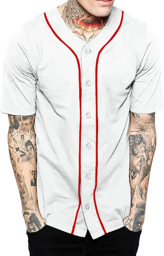 Miniatura 36 de Hat and Beyond camiseta de béisbol para hombre con botones hipster hip hop