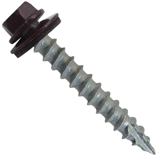 Miniatura 18 de Tornillos de metal para techos n.º 14 x 1-1/2 pulgadas, cabeza hexagonal de arandela de piel de buque Tornillo de techo de chapa metálica. Buckskin