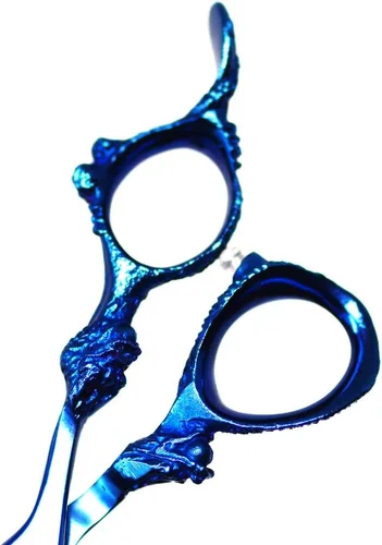 Miniatura 6 de PRO - Tijeras de peluquero afiladas con mango de dragón azul y tijeras de adelgazamiento, peso ligero, fabricado en Alemania, acero premium