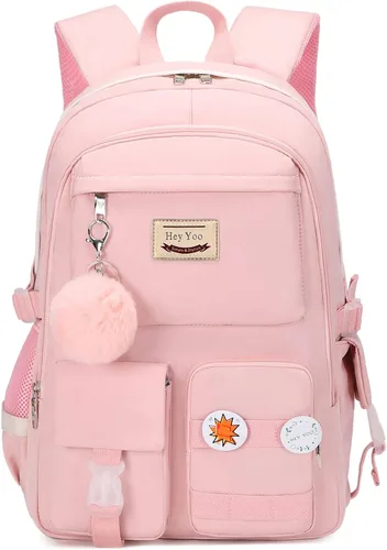 Miniatura 2 de Hey Yoo Mochila escolar con lonchera, juego de mochila linda mochila escolar para niñas adolescentes (rosa)