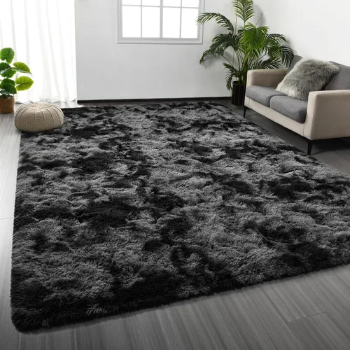 Miniatura 12 de Deerhoo - Alfombra de área, estilo shag, 4 x 6 pies, con teñido anudado, alfombra mullida y ultrasuave para sala de estar, alfombra de pelo