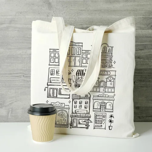 Miniatura 5 de Bolsa de lona de algodón para mujer, bolsa de regalo reutilizable, bolsa de hombro para compras, playa, bolsa de hombro