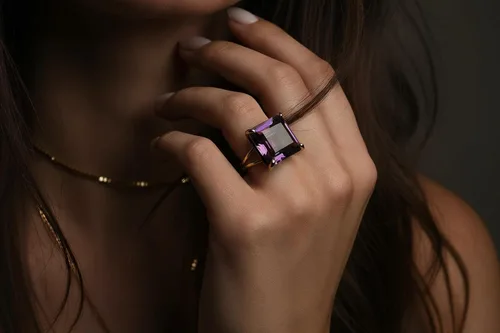 Miniatura 4 de Artisan-made Big Amethyst Ring with 925 Sterling Silver Band - Stunning Amethyst Jewelry for Women - February Birthstone Jewelry for Occasions and