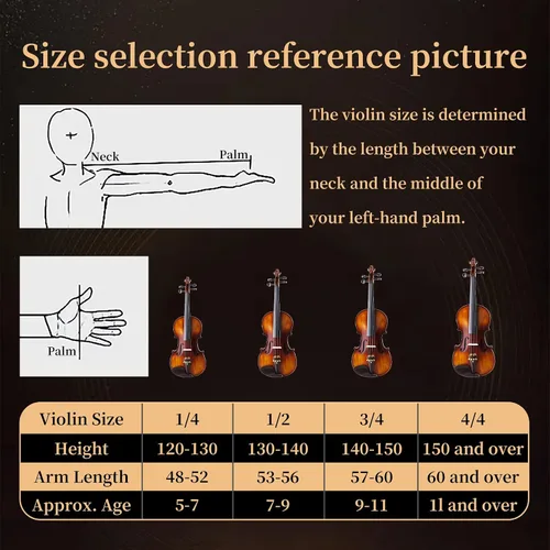 Miniatura 5 de Conjunto completo de violín 4/4, violín para principiantes para adultos, niños, estudiantes, violín 4/4 con accesorios de abeto, arce y ébano