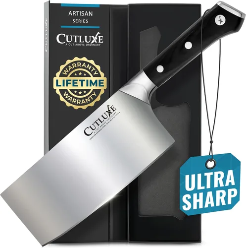 Cutluxe - Cuchillo de carnicero de 7 pulgadas, cuchillo para cortar carne – Hoja de acero alemán, espiga completa, diseño de mango ergonómico –