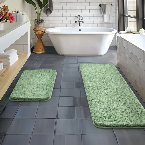 Miniatura 107 de MIULEE Juego de 2 alfombras de baño antideslizantes peludas extra gruesas y suaves, alfombrillas de baño de microfibra suave absorbente de agua