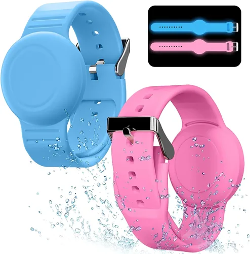 Miniatura 12 de Pulsera impermeable compatible con funda Airtag para niños (paquete de 2), pulsera de silicona suave oculta, rastreador GPS ligero compatible