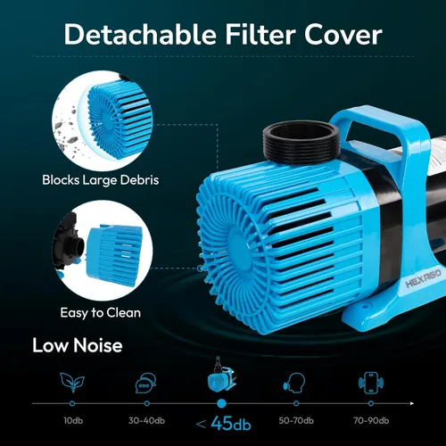 Miniatura 3 de Hexago Bomba de agua sumergible de 8000 GPH, bomba de estanque de agua de 600 W con bolsa de barrera, cable de alimentación de 33 pies, bombas
