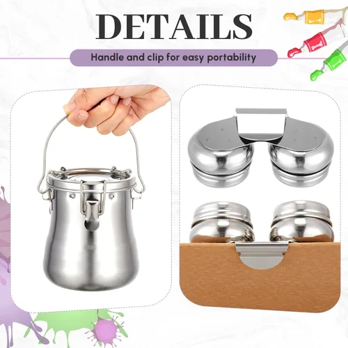 Miniatura 3 de Juego de 2 limpiadores de pinceles de acero inoxidable con doble inmersión para paleta, vaso, cepillo de pintura, soporte de lavadora portátil