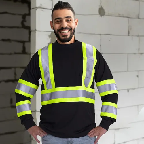 Miniatura 2 de JORESTECH Camisa de trabajo de seguridad negra de manga larga - Alta visibilidad dos tonos amarillo/lime - ANSI/ISEA
