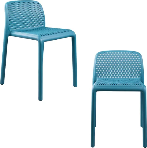 Miniatura 10 de CozyBlock Punch - Silla de comedor apilable perforada para interior y exterior, juego de 2 unidades (gris oscuro)