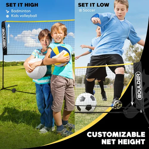 Miniatura 9 de Boulder Portable Badminton Pickleball Net - Foldable/Extendable Poles for Multiple Sports Heights (UP to 5 ft) - Ideal for Tennis, Pickleball, Negro