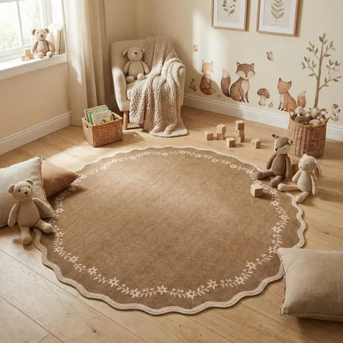 Miniatura 19 de GarveeHome Alfombra de entrada festoneada, 2 x 3, color azul sólido, lavable, alfombra floral para entrada interior, alfombra floral antideslizante