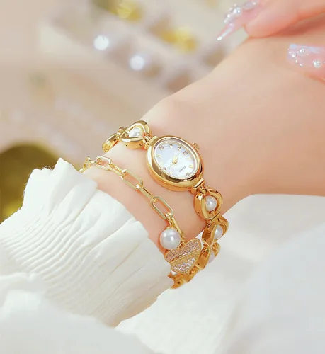 Miniatura 3 de ADSBIAOYE Elegante reloj de vestir para mujer con perla de moda, reloj de esfera ovalada, pulsera de regalo para mujer, reloj analógico impermeable
