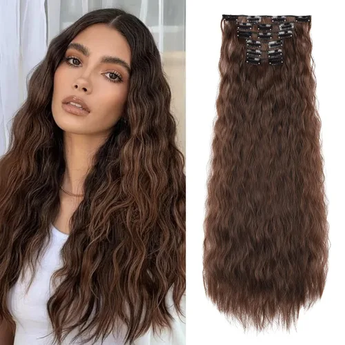 Miniatura 18 de LONAI - Extensiones de cabello con clip, 6 piezas, rizadas, de 24" de largo, sintéticas, para mujer, color rubio ceniza natural
