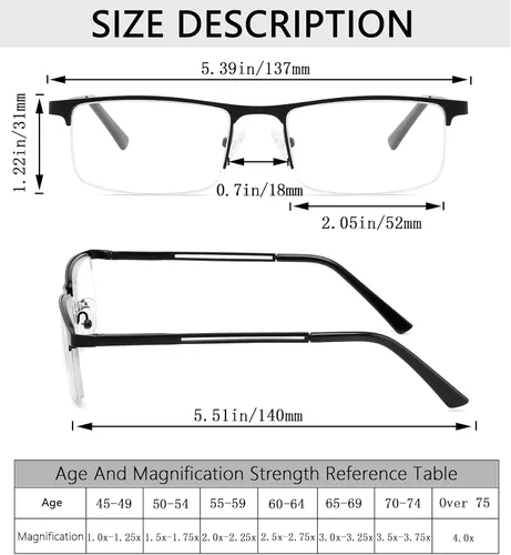 Miniatura 2 de 4 unidades de gafas de lectura con bloqueo de luz azul para hombres, elegantes lectores de computadora con marco de metal y bisagras de resorte