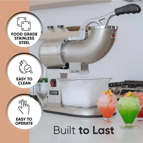 Miniatura 6 de Tartle Kitchen - Máquina de afeitar de hielo de doble hoja de acero inoxidable para hacer conos de nieve, fiestas de verano y golosinas