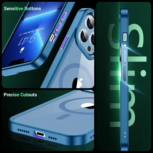 Miniatura 6 de Funda magnética para iPhone 13 Pro Max, [compatible con MagSafe], [antiamarilleo] [protector de pantalla de vidrio + protector de lente de cámara]