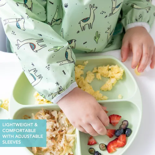 Miniatura 4 de Bumkins Sleeved Bib for Girl or Boy, Baby and Toddler for 6-24 Mos E1 Llama