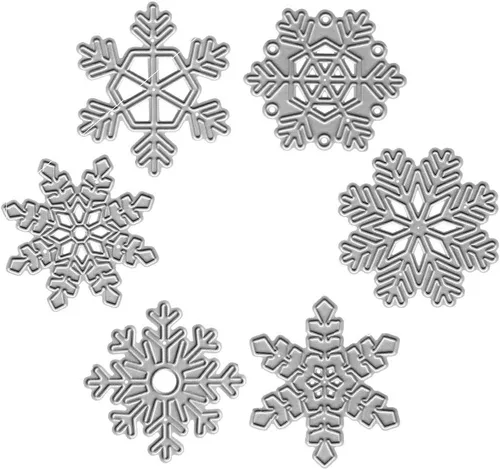 Troqueles de metal para cortar copos de nieve, diseño de copos de nieve de seis formas diferentes, plantillas de plantillas para álbumes de recortes