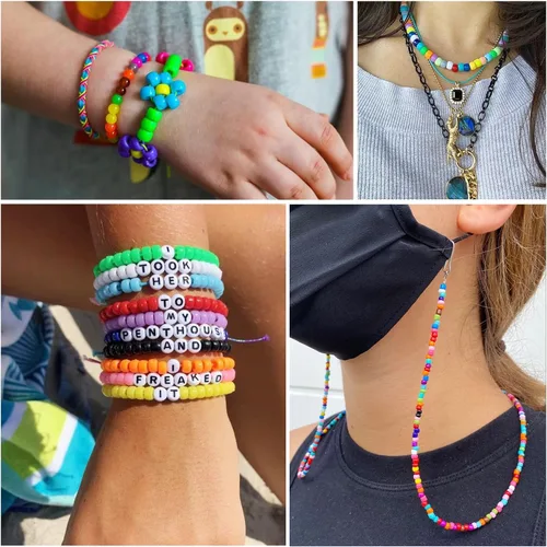 Miniatura 4 de Cuentas multicolor Pony – 4800 piezas, 0.236 x 0.32 pulgadas, 24 colores surtidos para pulseras, collares y llaveros