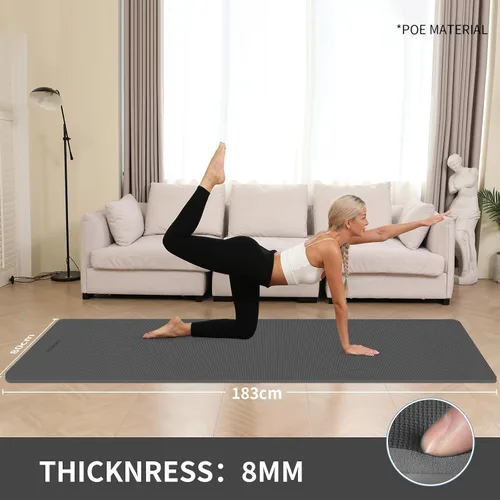 Miniatura 3 de Extra Wide & Thick 8mm Yoga Mat, 72"x31.5" Large Non Slip Exercise Mat, Premium POE Material for Superior Cushioning & Stability, with Strap for