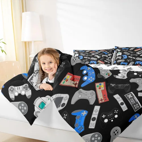 Miniatura 5 de Erosebridal Juego de Edredón para Adolescentes con Gamepad, Edredón Moderno para Gamers de Plumón Tamaño Twin para Niños Varones Niños Jóvenes