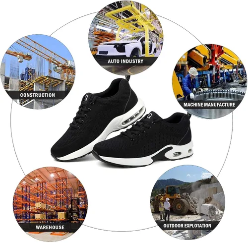 Miniatura 8 de Tinefiy Steel Toe Shoes Men Women Lightweight Air Cushion Safety Sneakers Slip Resistant Work Sneakers Safety Toe Tennis Shoes Indestructible Shoe