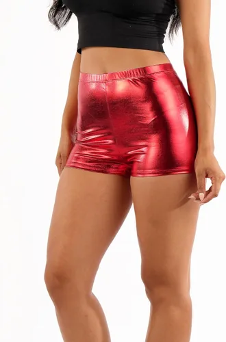 Miniatura 2 de OFENTI Women's Metallic Booty Shorts - Shiny Sexy Hotpants for Rave Dance Party - Clubwear