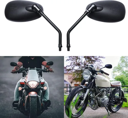 Miniatura 2 de Espejos retrovisores negros de 10 mm para manillar de motocicleta, compatibles con Honda, Kawasaki, Suzuki, scooter de crucero (negro)