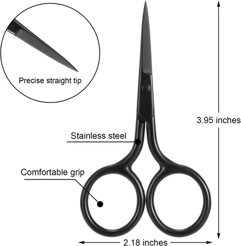 Miniatura 2 de Mudder Paquete de 3 tijeras de nariz pequeñas para recortar el vello facial, mini belleza de acero inoxidable para aseo de cejas, nariz, bigote