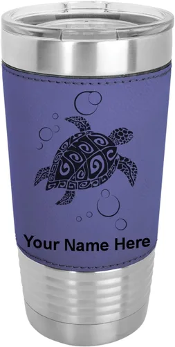 Miniatura 22 de LaserGram Vaso aislado al vacío de 20 onzas, tortuga marina hawaiana, grabado personalizado incluido (piel sintética, estilo béisbol)