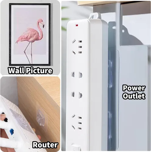 Miniatura 2 de Ganchos de pared adhesivos de doble cara, paquete de 20 ganchos autoadhesivos, adecuados para colgar y organizar tomas de corriente, marcos de fotos