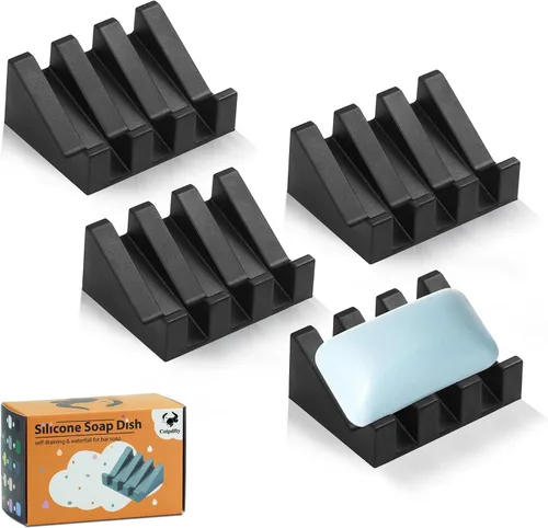 Miniatura 34 de Jabonera Autodrenante con Soporte, Jabonera de Silicona, para Baño, Cocina, Esponjas, Puede Extender la Vida del Jabón, Mantiene las Barras de Jabón