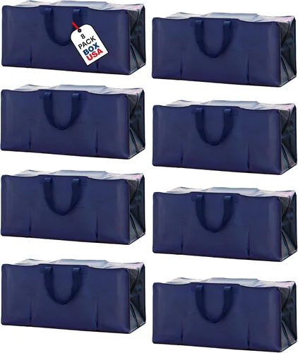 Miniatura 8 de BOX USA Paquete de 4 bolsas de mudanza con asas fuertes y cremalleras, bolsas de embalaje extragrandes resistentes para almacenamiento, cajas