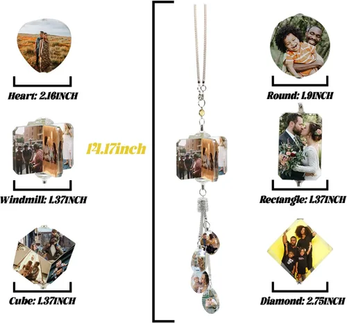 Miniatura 4 de Accesorios de coche colgantes de cristal con foto personalizada para mujeres y hombres, imágenes personalizadas para espejo retrovisor del STYLE 14