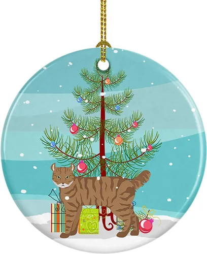 Miniatura 224 de Caroline's Treasures Adorno de cerámica con texto en inglés "Merry Christmas" para colgar en el árbol de Navidad, decoración para el hogar, Navidad