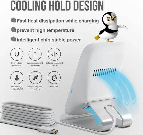 Miniatura 5 de Cargador inalámbrico rápido, soporte de carga inalámbrico de 10 W Max con certificación Qi compatible con iPhone 16/15/14/13/12/11 Max/Pro/Mini/SE