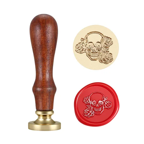Miniatura 3 de Yoption - Sello de sello de cera con diseño de calavera y rosa, ideal para adornar sobres, invitaciones, paquetes de vino
