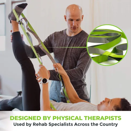 Miniatura 3 de Gradient Fitness Stretching Strap for Physical Therapy, 12 Multi-Loop Stretch Strap 1" W x 8' L, Neoprene Handles, Physical Therapy Equipment, Yoga