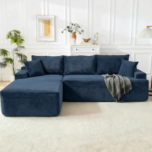 Miniatura 18 de Sofá modular Cloud de 108 pulgadas, moderno sofá deshuesado con otomana móvil, sofá modular de asiento profundo, sofás esquineros de pana para sala