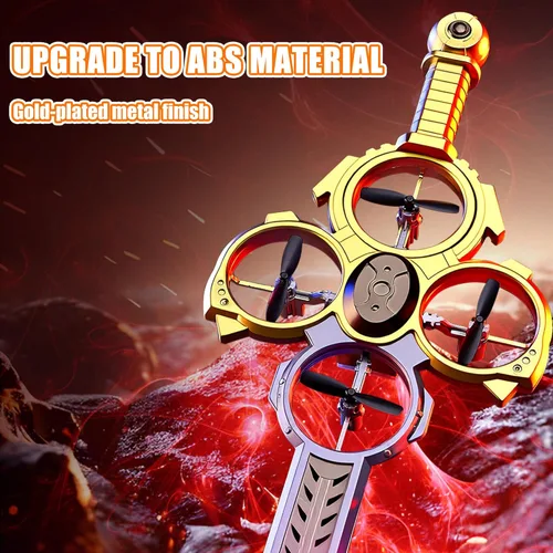 Miniatura 3 de Drone RC con espada voladora mejorada con luces LED coloridas, avión de control remoto de metal ABS con control de gestos manuales y reloj Oro