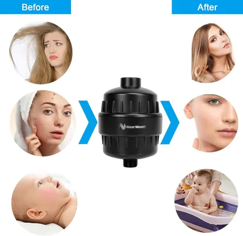 Miniatura 4 de NearMoon Filtro de ducha de 15 etapas de alto rendimiento, suavizante de cabezal de ducha filtrado para agua dura, reduce la picazón en la piel