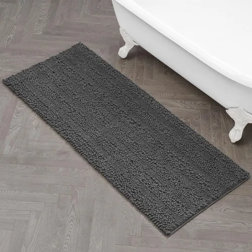 Miniatura 39 de Laura Ashley Tapete de baño de chenilla Astor 100% poliéster Decoración de baño premium Lavable a máquina Respaldo TPR Mide 17 x 24 Aqua