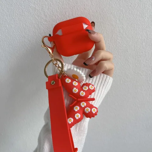 Miniatura 5 de Funda compatible con Airpods de 3ª generación 2021, bonita funda de silicona líquida de dibujos animados de mariposa 3D para niños y adolescentes