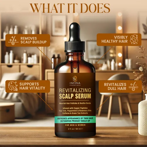 Miniatura 3 de Suero revitalizante para el cuero cabelludo para el crecimiento del cabello con péptidos de cobre, cafeína y aceite de árbol de té - Aceite