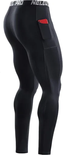 Miniatura 6 de NELEUS Pantalones de compresión de capa base para hombre, mallas de correr con bolsillo para teléfono